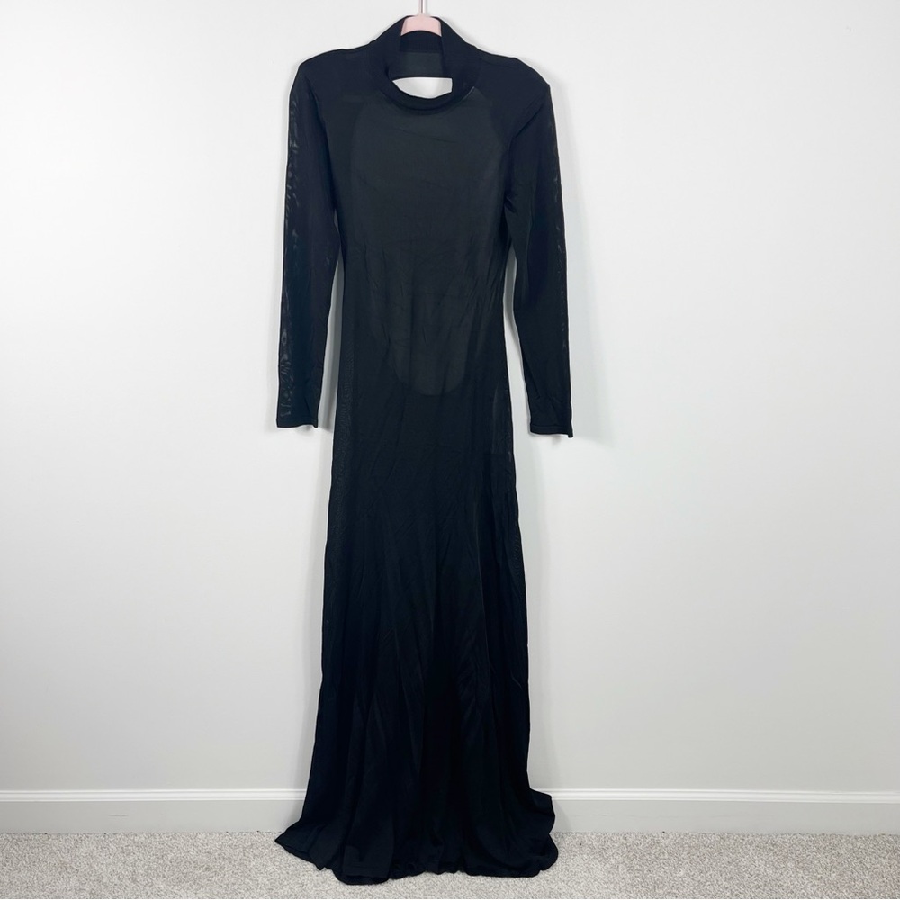Tom Ford Turtleneck Open Back Long Sleeve Evening Gown Size Medium NWT Black - Picture 2 of 7